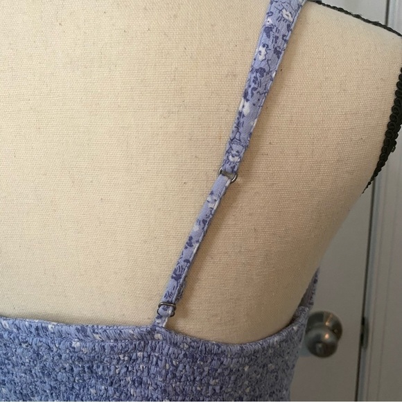 Abercrombie & Fitch Blue Floral Smocked Mini Summer Dress Sz Large - Picture 11 of 11